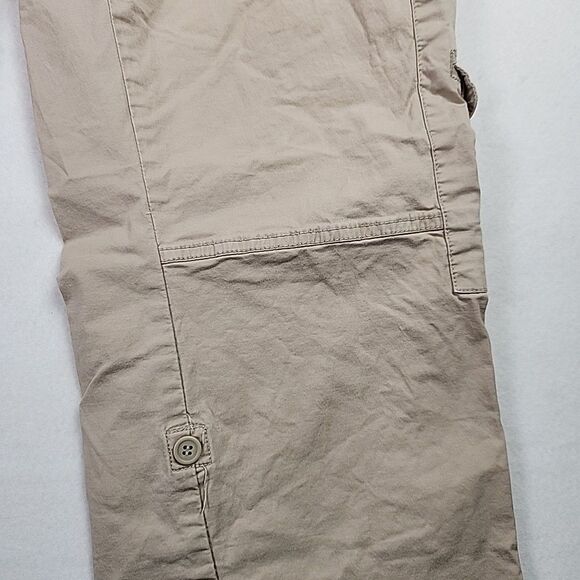 Style & Co Womens 14 Khaki Embroidered Roll Tab Hem Capri Pant Capri Drawstring - Picture 5 of 12